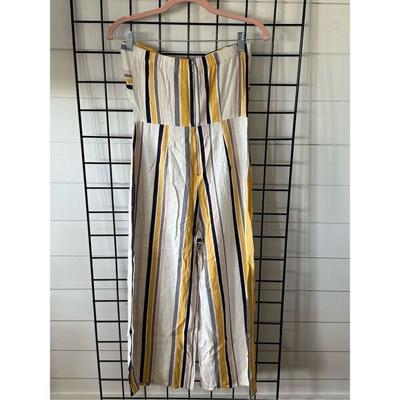 Gypsies & Moondust Striped Linen Cropped Wide Leg Jumpsuit Juniors Size 5 - Picture 5 of 8